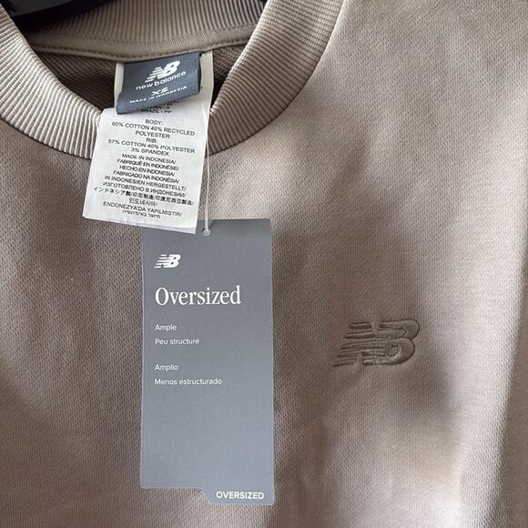 Goop x New Balance NWT Light Mushroom French Terry Crew Sweatshirt size XS - Picture 2 of 7